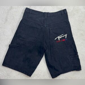 Tommy Hilfiger Sports Faded Black Cargo Jean Shorts 36 Y2K Streetwear‎ Vintage